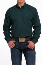 Load image into Gallery viewer, MEN&#39;S GEOMETRIC BUTTON-DOWN WESTERN SHIRT - BLACK / TEAL

