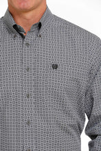 Load image into Gallery viewer, MEN&#39;S GEOMETRIC PRINT BUTTON-DOWN WESTERN SHIRT - GRAY / BLACK

