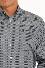 Load image into Gallery viewer, MEN&#39;S GEOMETRIC PRINT BUTTON-DOWN WESTERN SHIRT - GRAY / CREAM
