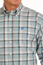 Load image into Gallery viewer, MEN&#39;S PLAID BUTTON-DOWN WESTERN SHIRT - WHITE / GREEN / BROWN
