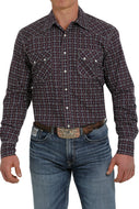 MEN'S MODERN FIT BUTTON-DOWN WESTERN SHIRT - PURPLE/WHITE