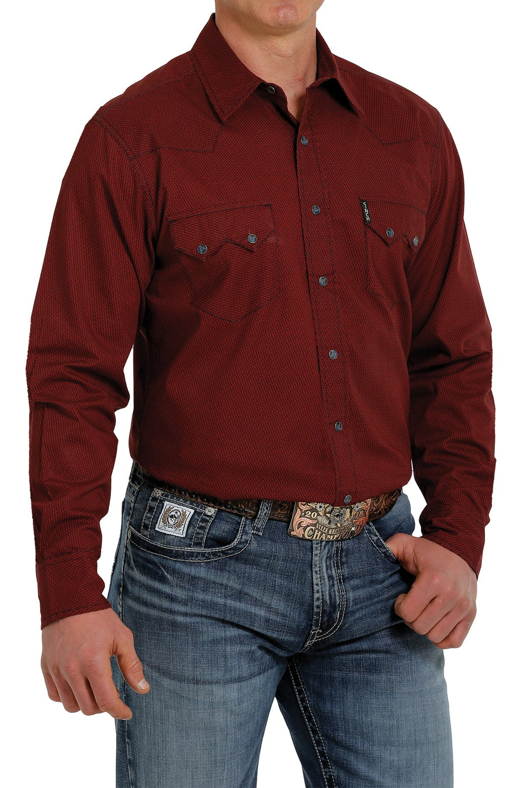 MEN'S MODERN FIT SNAP FRONT WESTERN SHIRT - RED