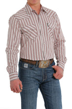 Load image into Gallery viewer, MEN&#39;S MODERN FIT BUTTON-DOWN WESTERN SHIRT - WHITE / BURGUNDY
