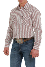 Load image into Gallery viewer, MEN&#39;S MODERN FIT BUTTON-DOWN WESTERN SHIRT - WHITE / BURGUNDY
