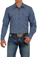MEN'S MODERN FIT SNAP FRONT WESTERN SHIRT - BLUE/ORANGE