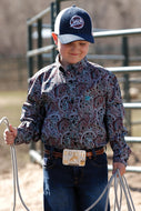 BOYS PAISLEY BUTTON-DOWN WESTERN SHIRT - NAVY