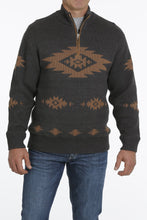 Load image into Gallery viewer, MEN&#39;S 1/4 ZIP PULLOVER SWEATER- CHARCOAL/BROWN
